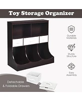 Gouun Freestanding Combo Cubby Bin Storage Organizer Unit with 3 Baskets