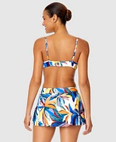 Anne Cole Womens Printed Underwire Bikini Top Tulip Draped Swim Skirt