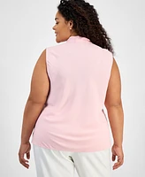 Kasper Plus Size Sleeveless Tie-Neck Blouse