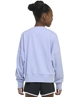 adidas Big Girls Long-Sleeve 3-Stripe French Terry Crewneck Pullover Sweatshirt