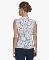 Tommy Hilfiger Women's Dot-Print Sleeveless Crewneck Blouse