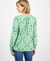 Style & Co Petite Gram Floral Long-Sleeve Top, Exclusively at Macy's