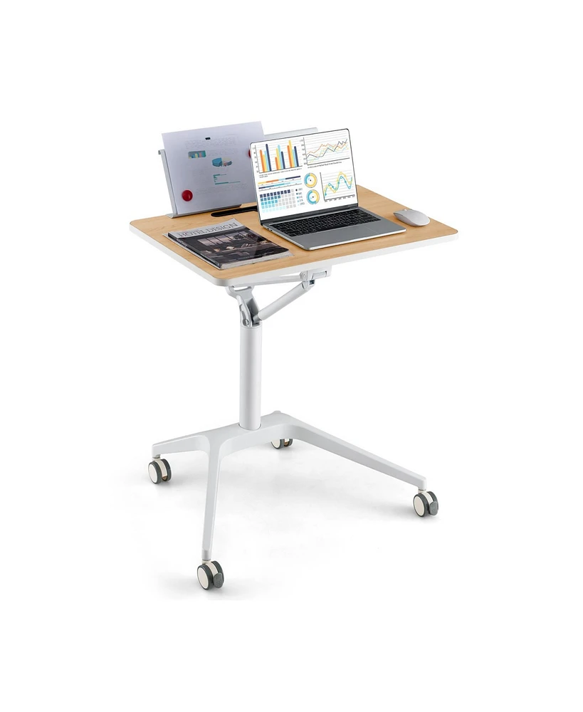 Gouun Height Adjustable Mobile Standing Desk with Detachable Holde