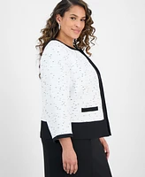 Kasper Plus Tweed Open-Front Blazer