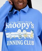 Love Tribe Trendy Plus Snoopy Running Club Half-Zip Sweatshirt