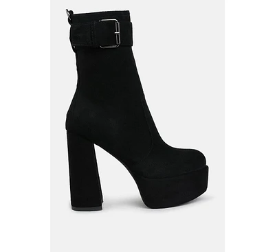 London Rag Wanderer Flared Block Heel Mid-Calf Boots