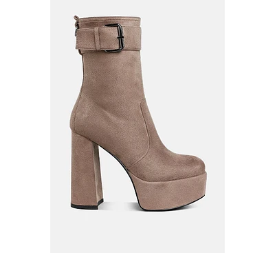 London Rag Wanderer Flared Block Heel Mid-Calf Boots