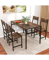 Gymax Set of Dining Chairs w/Metal Legs Slanted Back Wide Seat for Living Room