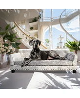 Bingopaw Dog Sofa Lounge Bed Dutch Velvet Upholstered Pet Couch Bed Removable Cushion