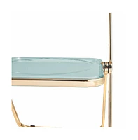 LeisureMod Lawrence Acrylic Folding Chair With Gold Metal Frame