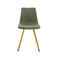 LeisureMod Markley Modern Leather Dining Chair With Gold Legs