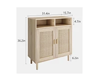 gaomon Sideboard Buffet Storage Cabinet, Rattan Kitchen Cabinet with 2 Doors/Shelf