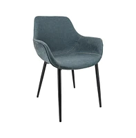 LeisureMod Markley Modern Leather Dining Arm Chair With Metal Legs