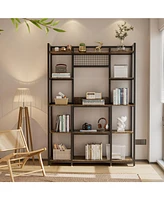 Unho 5 Tier Storage Shelf Bookcase: Bookshelf with Metal Frame for Living Room Display Shelf