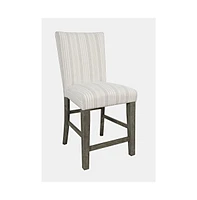 Jofran Rustic Solid Wood Parsons Striped Upholstery Counter Stool (Set of 2)