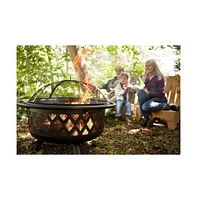 Slickblue 36-inch Fire Pit with Grill Grate Spark Screen Cover