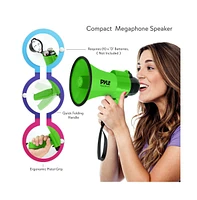 Pyle 30-Watt Portable Megaphone with Siren, Adjustable Volume, Lightweight, Battery Operated Green Bullhorn