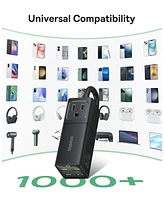 Baseus PowerCombo Mini Power Strip 5 in 1 Charging Station 67W Usb C Fast Charger,5ft Flat Extension Cord with 2 Ac Outlets
