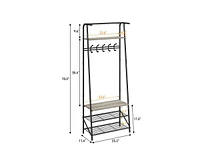 gaomon Coat Rack Shoe Bench with 5 Hooks, Hall Trees Entryway Bench with Storage, Multifunctional Hallway Organizer