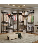 gaomon CuisinSmart Clothing Racks for Hanging Clothes, Metal Clothes Hanging Rack with 8 Adjustable Shelves & 4 Hanging Rods, Freestanding Wardrobe Cl