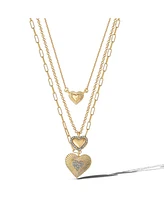 Jessica Simpson Triple Layered Gold-Tone Heart Pendant Necklace
