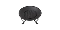 Slickblue 30-inch Round Steel Outdoor Fire Pit with Mesh Cover and Poker