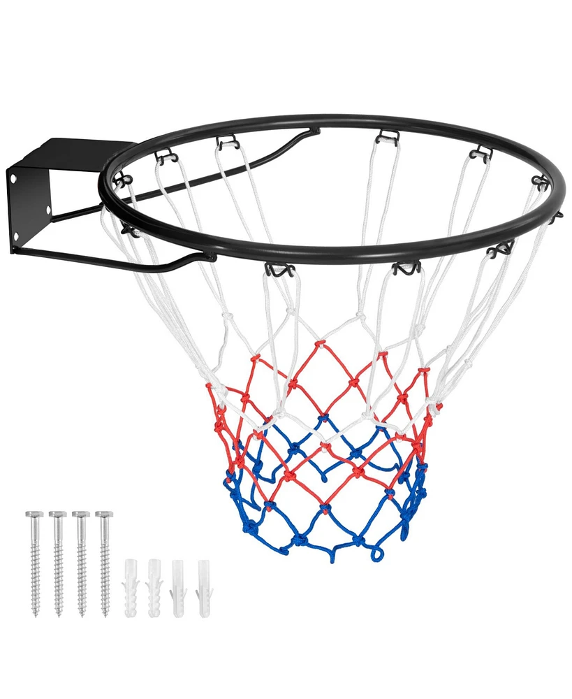 Kuyotq 15 Inch Basketball Rim Goal Replacement with All Weather Net and Mounting Hardware