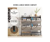 gaomon Shoe Storage Cabinet with 2 Flip Drawers, Hidden Wood Shoe Rack Storage with Adjustable Shelves for Entryway, Slim Wood Shoe Organizer