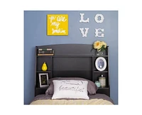 Slickblue Wood Finish Bookcase Headboard with Built-In Storage for Easy Access