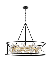 Possini Euro Design Carrine 35" Wide Black and Gold 12-Light Led Ring Pendant