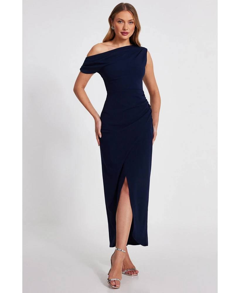 Quiz Women's One Shoulder Scuba Crepe Asymmetric Maxi Dress