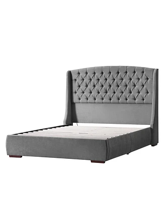 Hulala Home Alina Modern 66.25" Bed with Solid Wood Feet and Charging Ports