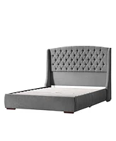Hulala Home Alina Modern 66.25" Bed with Solid Wood Feet and Charging Ports