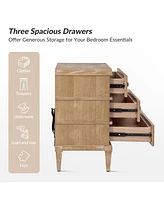 Hulala Home Ugo Transitional 3-Drawer Nightstand with Square Tapered Legs and Metal Knob