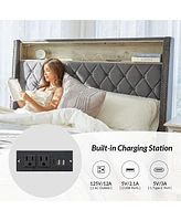 Hulala Home Dimas Modern 81.5" Bed with Storage Compartments