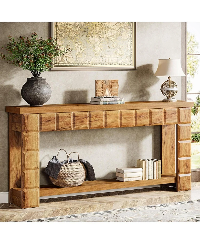 Tribesigns 70.9" Extra Long Console Table, Farmhouse 2-Tier Entryway Table with Storage, Narrow Long Sofa Table Wood Behind Couch Table for Living Roo