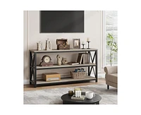 gaomon 55 Inch Entryway Table, Narrow Long Console Table with Storage, 3 Tier Wood Sofa Table for Living Room, Industrial Behind Couch Table