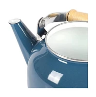 Slickblue 1.5 Qt. Steel Teapot Kettle w/ Glossy Enamel Coating and Wood Handle