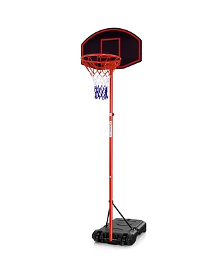 Gymax Adjustable Basketball Hoop System Stand Portable W/2 Wheels Fillable Base