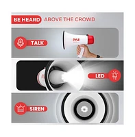 Pyle Mini Compact Megaphone with Siren & Led Light - 800 Yard Range, 30W