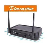 Pyle 2-Channel Vhf Wireless Microphone System with (2) Handheld Mics, Adjustable Volume Control