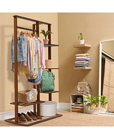 Unho Coat Rack: Garment Organizer Shelf Cloth Hanging Stand with Shoe Storage