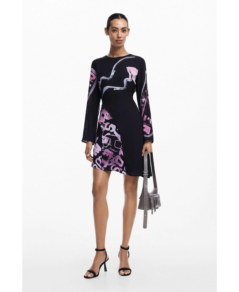 Desigual Women's Asymmetric short dress with letters