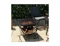 Slickblue Portable Outdoor Wood Burning Fire Pit - Easy-to-Move Backyard Fireplace for Warmth