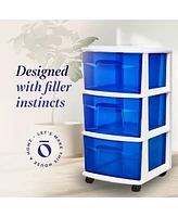 Homz Plastic 3 Drawer Medium Storage Container Tower