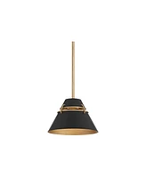 Possini Euro Design Curry 10" Modern Industrial Pendant Ceiling Light Fixture Dining Room Over Table Kitchen Island Foyer Hanging Black Gold Finish Me