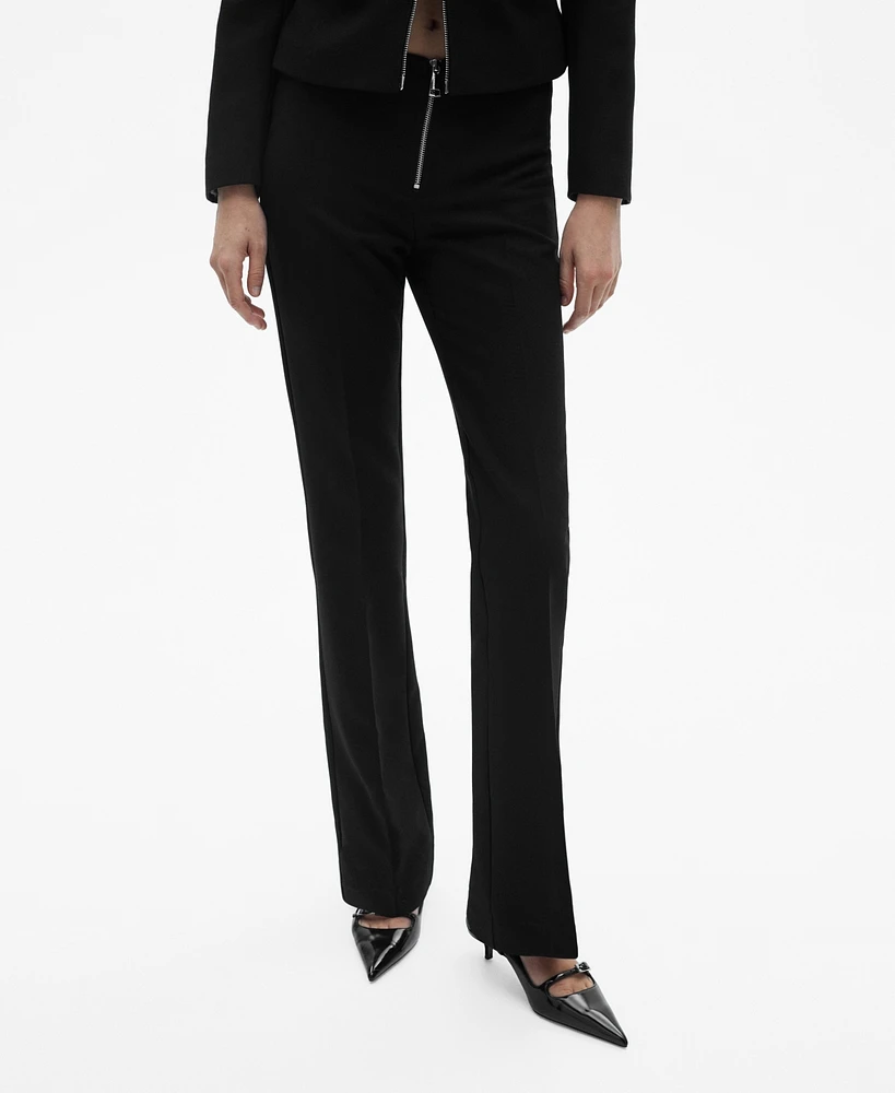 Mango Women's Zipper Detail Flare Pants