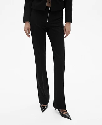 Mango Women's Zipper Detail Flare Pants