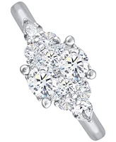 Diamond Oval Cluster Engagement Ring (1 ct. t.w.) in 14k White Gold