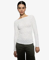 Sanctuary Women's white Lace Long Sleeve T-Shirt